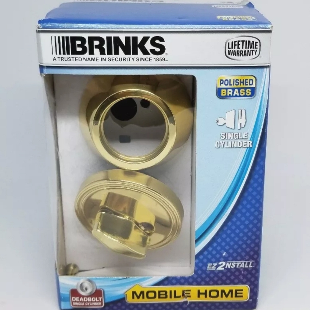 Brinks Mobile Home Single Cylinder Deadbolt Lock Polished Brass 2719-105